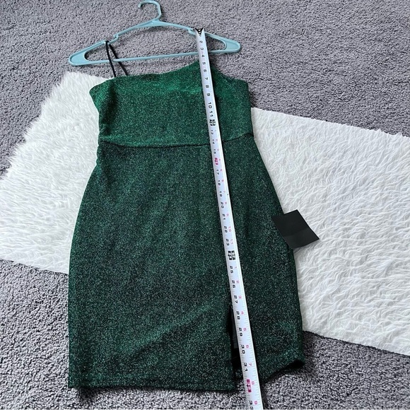 NWT Lulus Take Me Anywhere Asymmetric Neck Sparkle Knit Minidress small - Picture 9 of 9